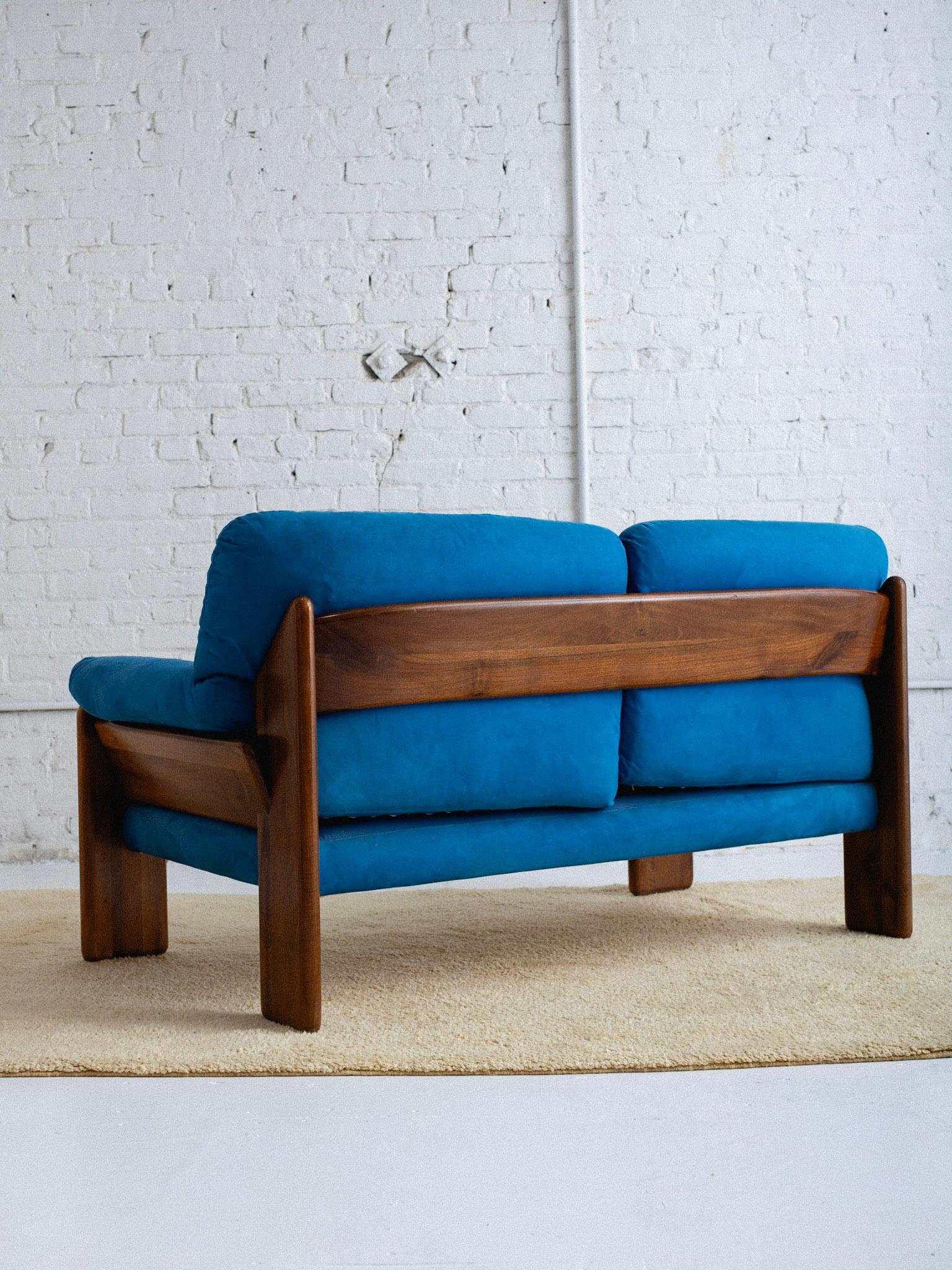 Mid-Century Modern 'Sapporo' Wood Frame Two Seat Sofa by Mario Marenco for Mobil Girgi