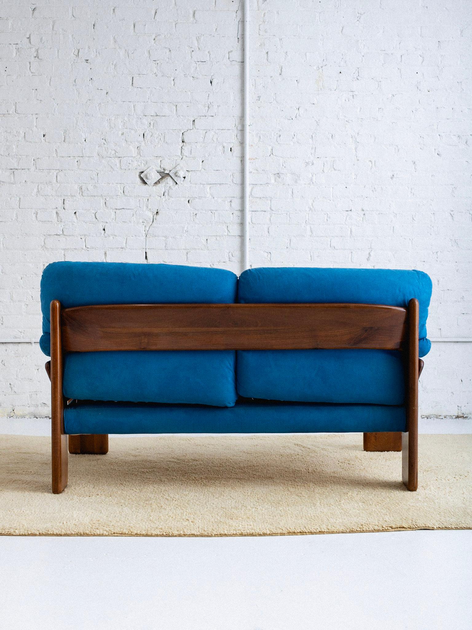Italian 'Sapporo' Wood Frame Two Seat Sofa by Mario Marenco for Mobil Girgi