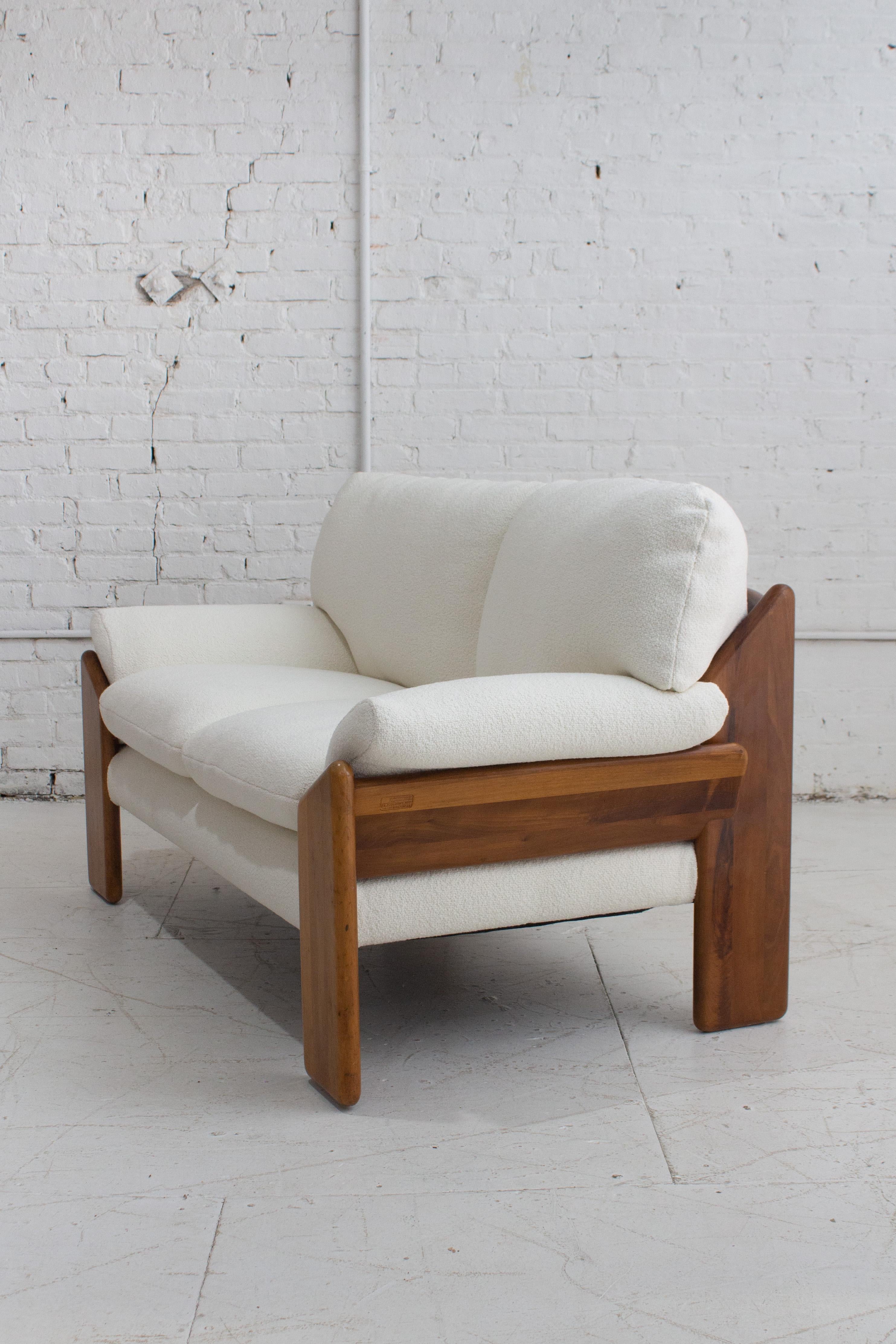 Upholstery 'Sapporo' Wood Frame Two Seat Sofa by Mario Marenco for Mobil Girgi For Sale