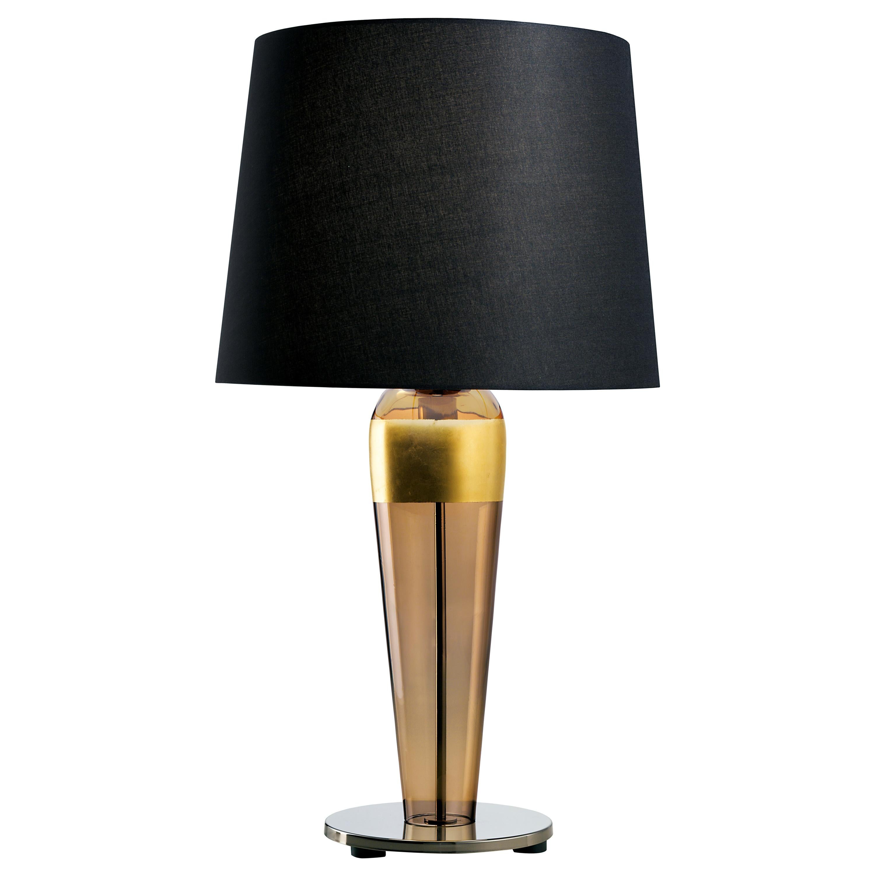Brown (Brown_BW) Sara 5574 Table Lamp in Glass with Black Shade, by Barovier&Toso