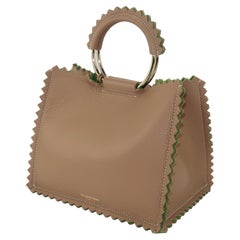 Sara Battaglia 'Cappuccino' Tan Leather Top Handle Tote Handbag