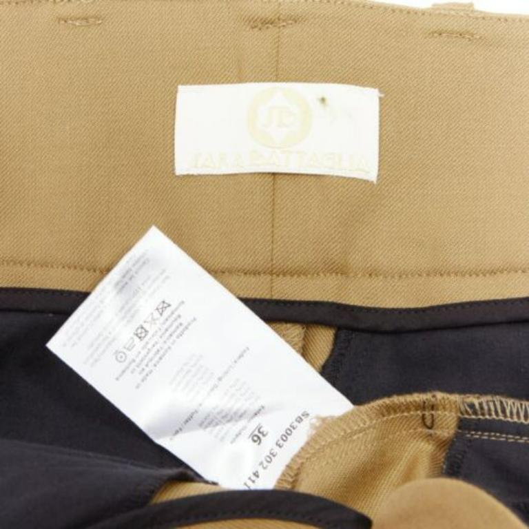 SARA BATTAGLIA khaki wool high waisted tie belt cuffed tapered pants  IT36 XXS For Sale 3