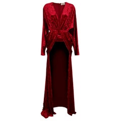 Sara Battaglia Red Velvet High Low Dress 