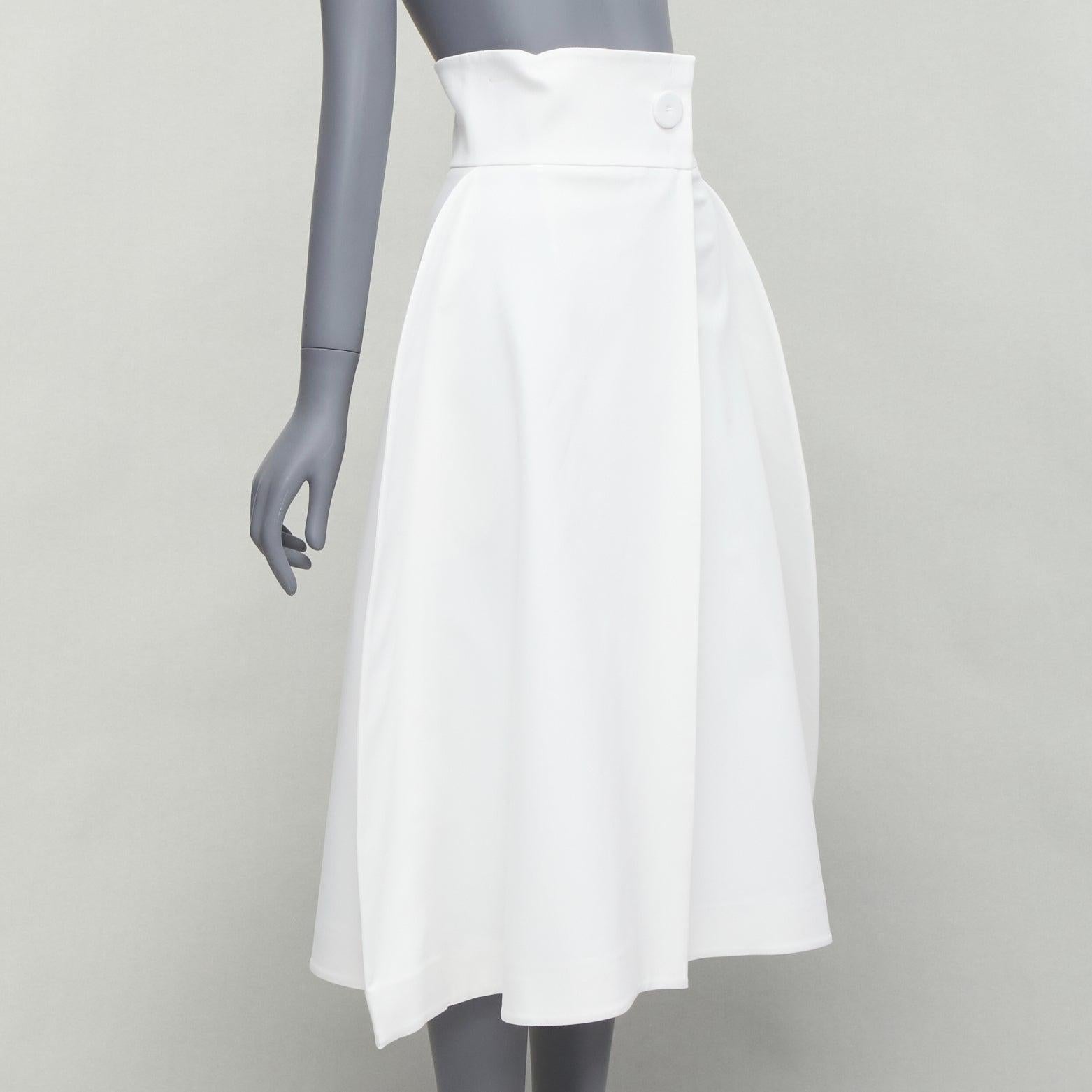 Gray SARA BATTAGLIA white cotton blend structural balloon skirt IT36 XXS For Sale