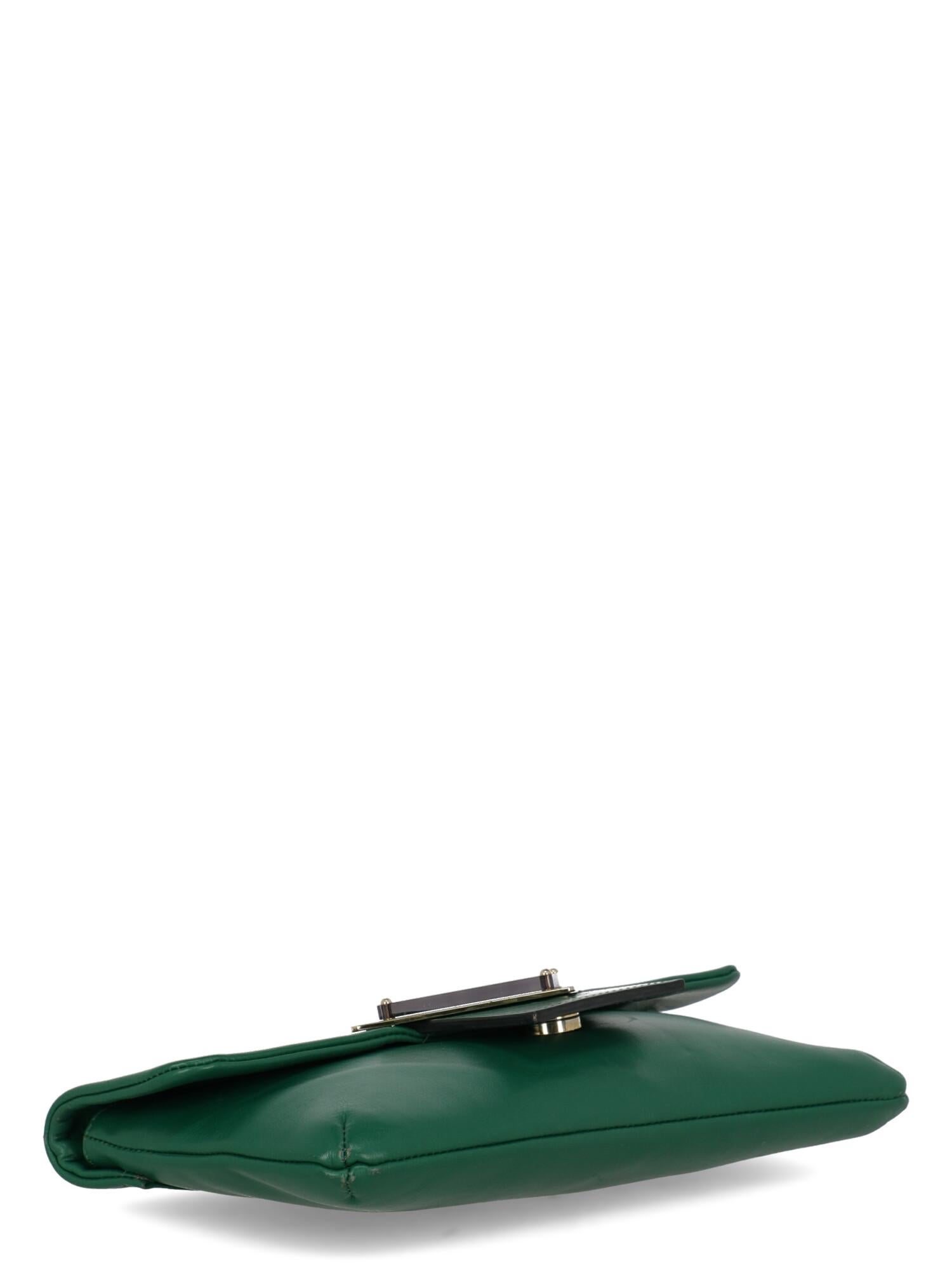 Sara Battaglia Woman Shoulder bag  Green Leather For Sale 1