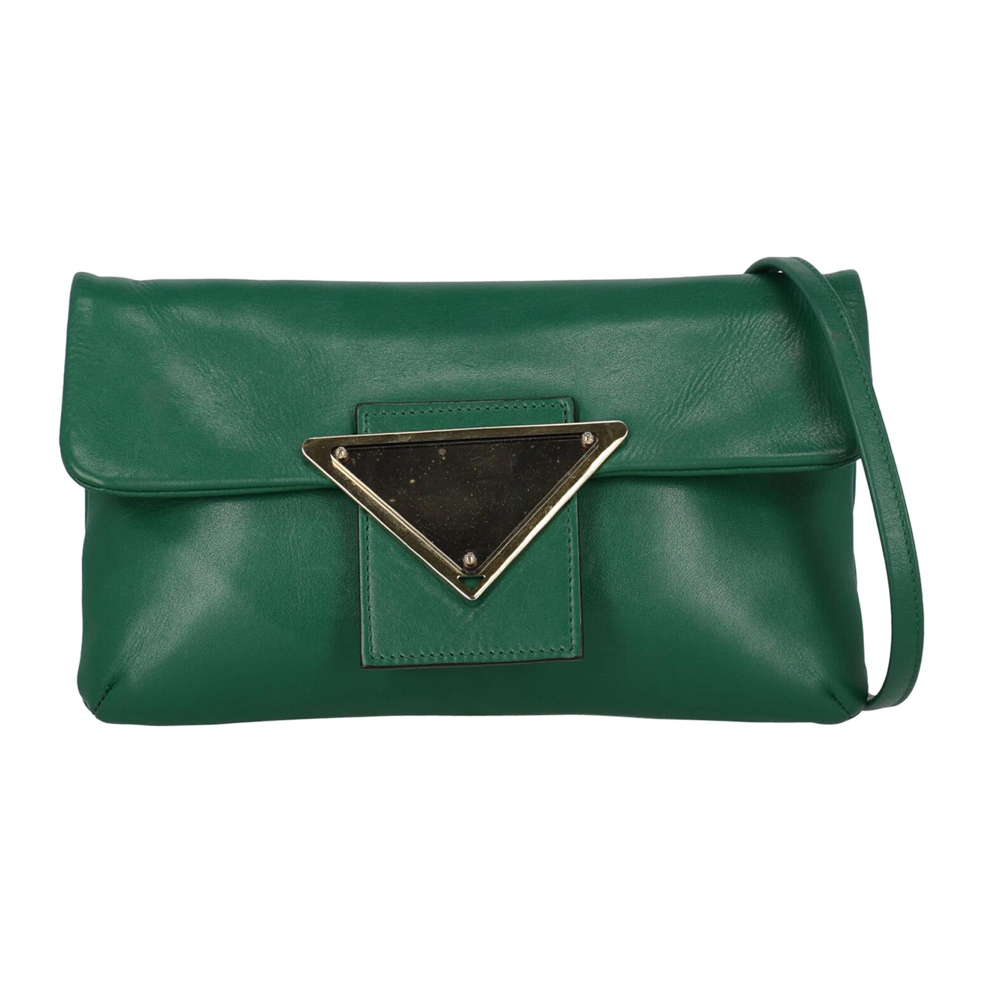 Sara Battaglia Woman Shoulder bag  Green Leather For Sale
