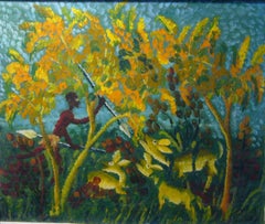 In the jungle, 50er-Jahre, Öl auf Leinwand, 60x70 cm, gerahmt