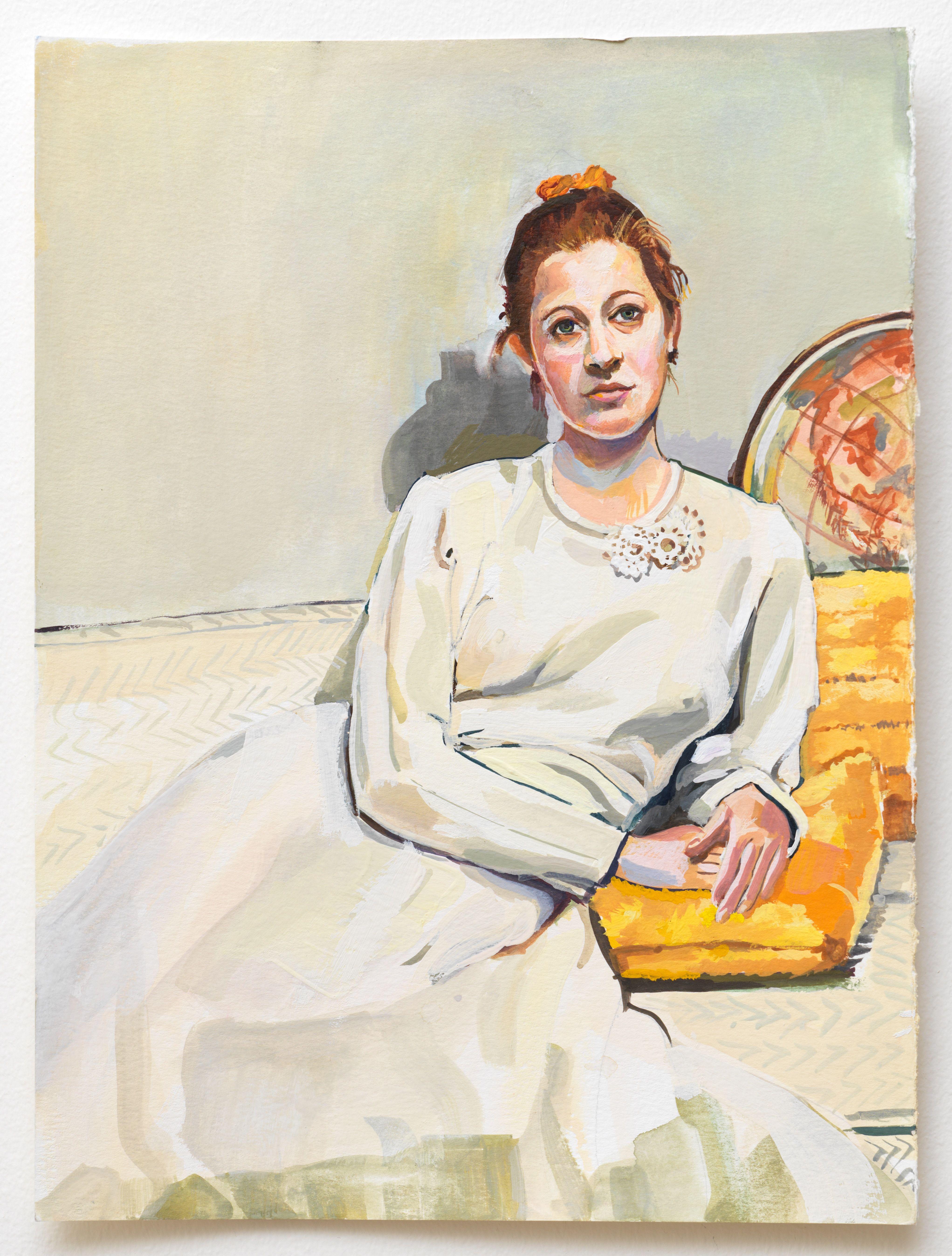 Rachel - Beige Portrait Painting by Sara Chess