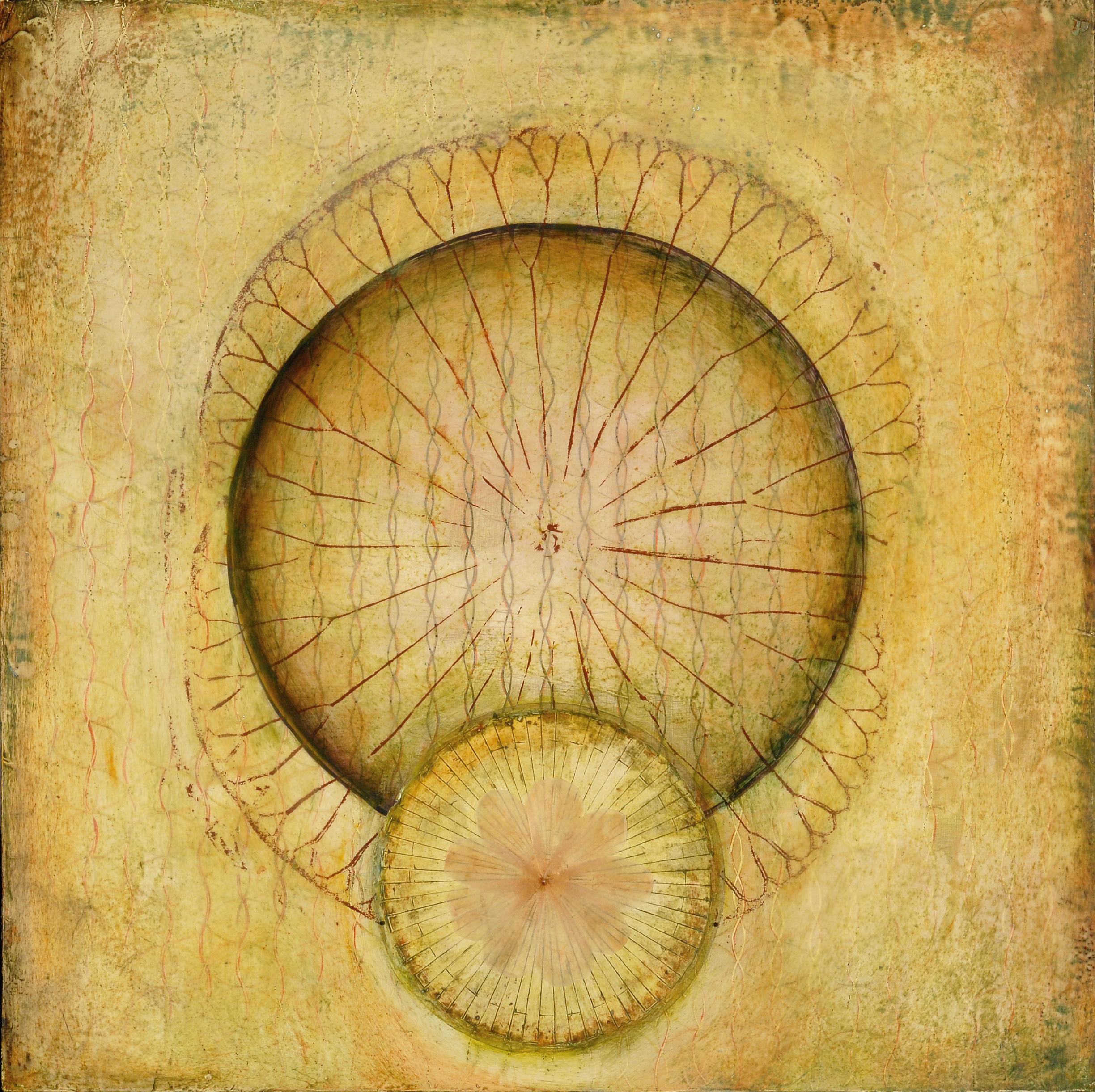Untitled (Wheel/Lotus) : Encaustic work of art - Mixed Media Art by Sara Crisp