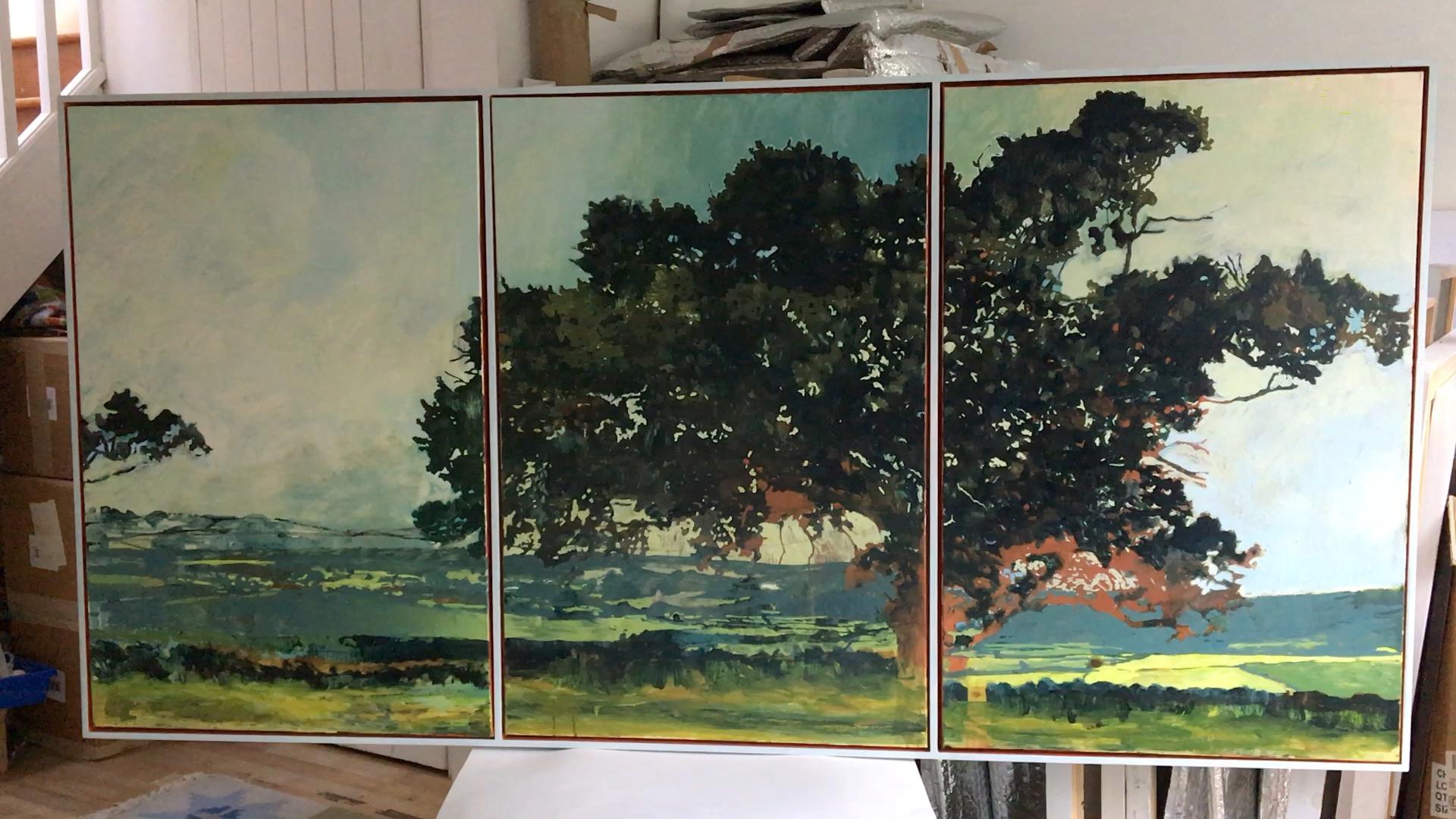 Every Tree I Have Ever Seen, triptych of oil paintings by Sara Dudman RWA 4