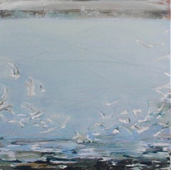 Incoming Tide: Oil Painting by Royal West Academician of Estuary and Gulls