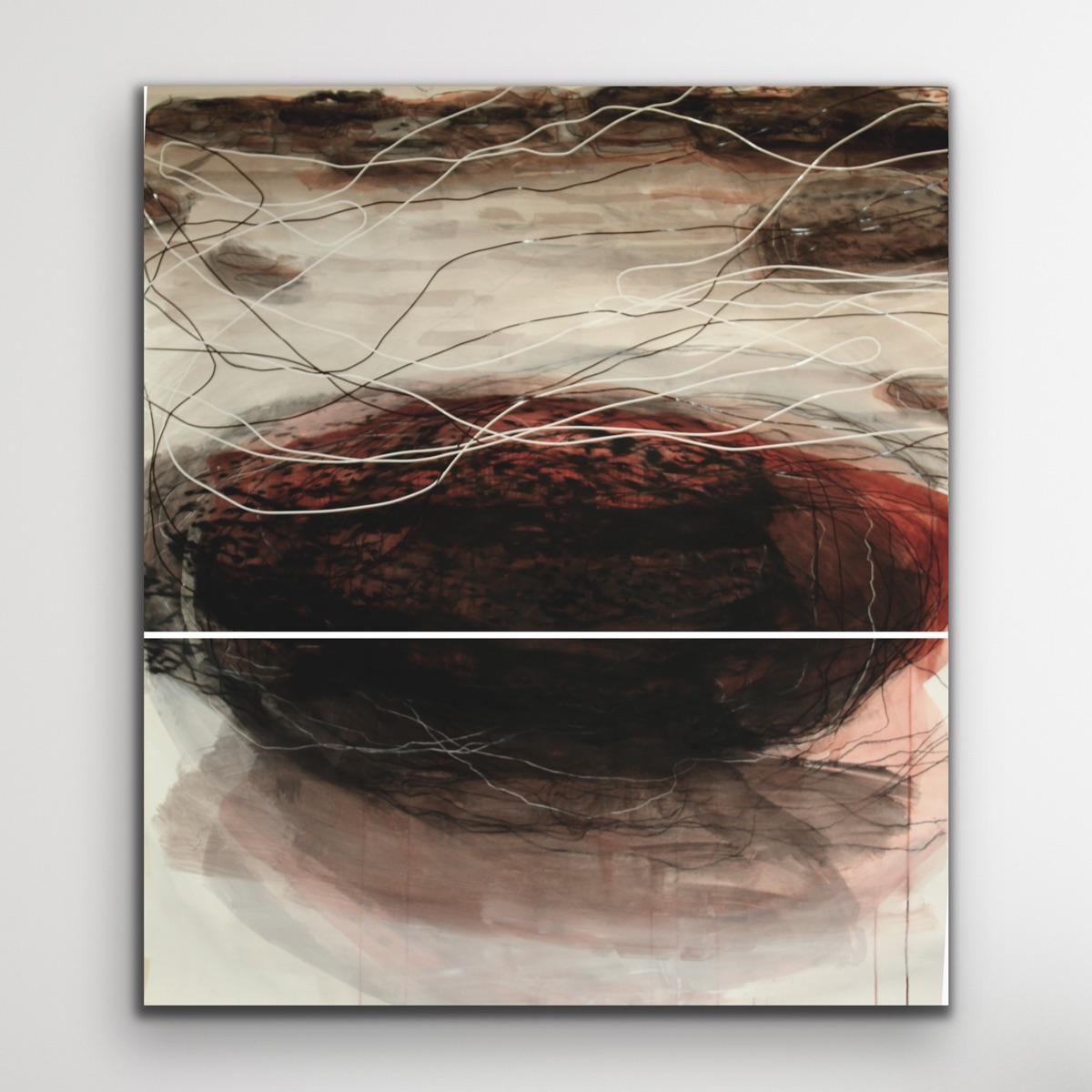 Kittiwakes (Fallen Rock, Cowbar 2): Diptych Painting by Sara Dudman RWA For Sale 1
