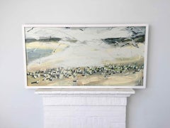 Sandpipers and Arctic Terns 1 (Northumberland): Oil Painting by Sara Dudman RWA