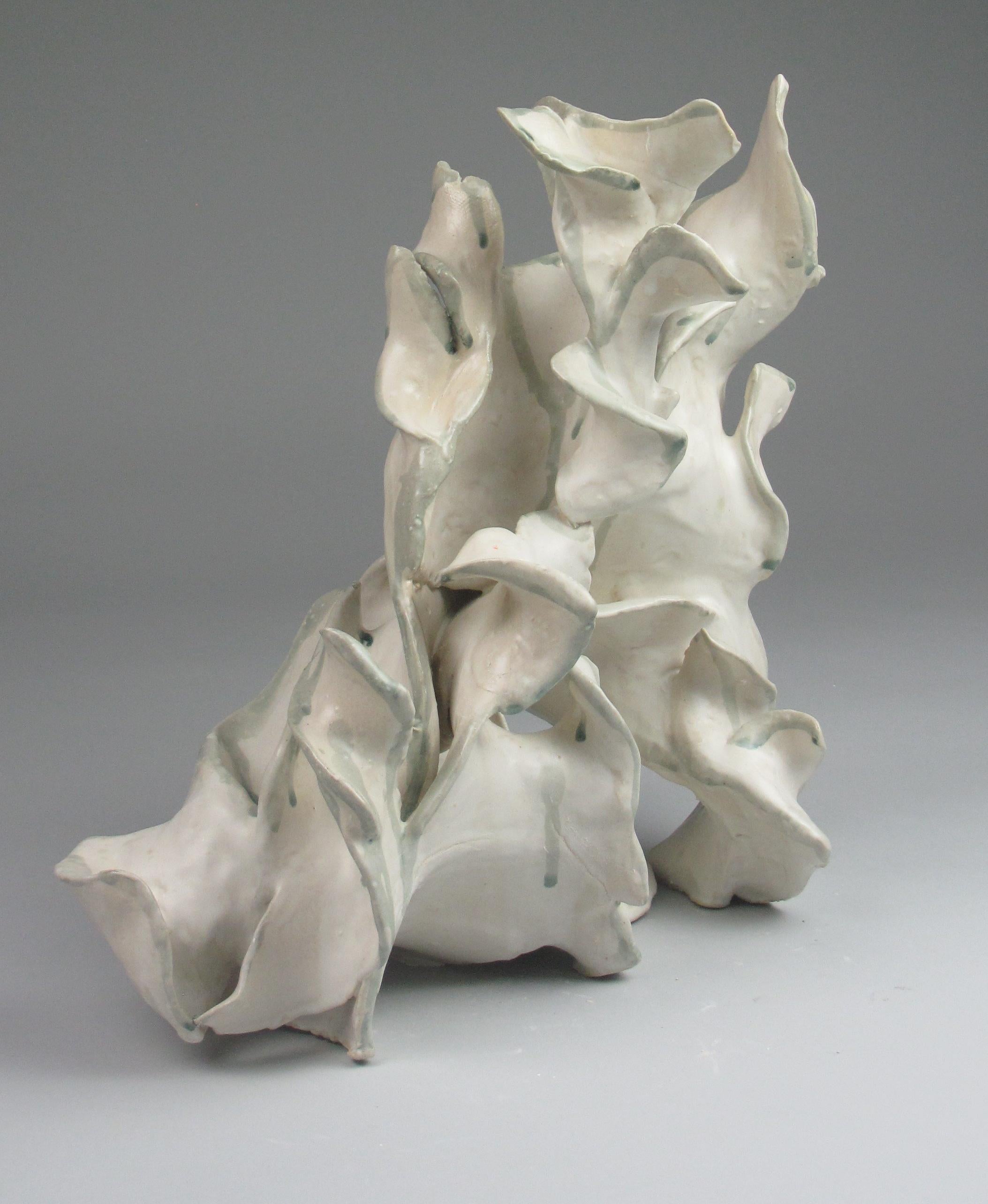 «loom », céramique, blanc, crème, gris, sarcelle, grès, sculpture en vente 2