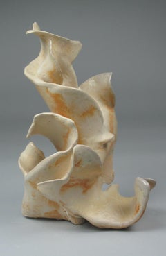 "Blush", Abstract, Gestural, Ceramic, Cream, Sepia, Grey, Sculpture