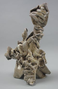 "Carry", Gestural, Ceramic, Green, Yellow, Brown, White, Stoneware, Sculpture