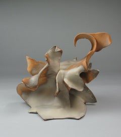 "Eddy", Contemporary, Abstract, Gestural, Ceramic, Cream, Sepia, Grey, Sculpture