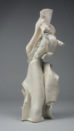 "Fold", Contemporary, Gestural, Ceramic, White, Cream, Stoneware, Sculpture