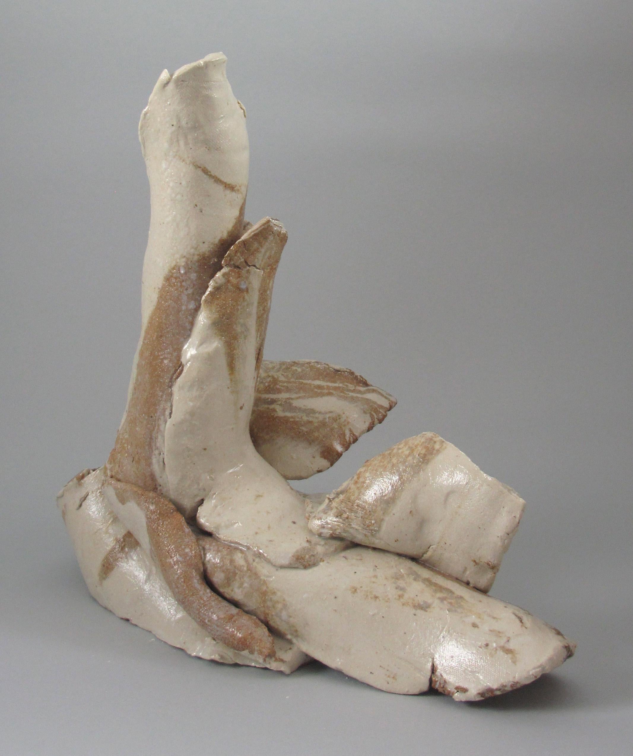 « Fragment », gestuel, céramique, sculpture, blanc, marron, grès en vente 1