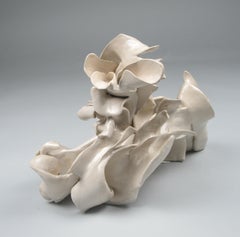 "Furl", Contemporary, Gestural, Ceramic, White, Cream, Stoneware, Sculpture