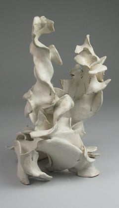 "Heap", Abstract, Gestural, Ceramic, White, Cream, Grey, Stoneware, Sculpture