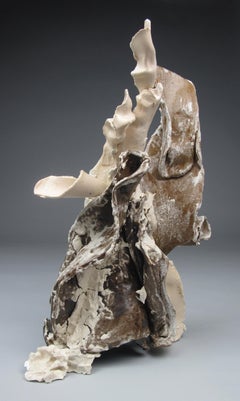 "Jagged", Abstract, Gestural, Ceramic, Brown, White, Cream, Stoneware, Sculpture