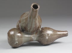 "Lean", Contemporary, Ceramic, Chocolate Brown, Stoneware, Sculpture