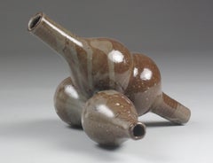 "Lean", ceramic, sculpture, chocolate, brown, stoneware