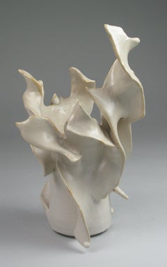 "Meander Vase", gestural, ceramic, sculpture, white, cream, stoneware