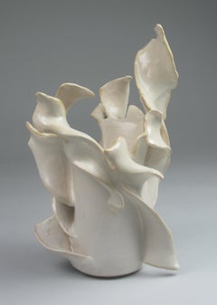 "Meander Vase", gestural, ceramic, sculpture, white, cream, stoneware