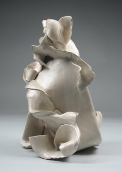 "Open", Gestural, Ceramic, White, Cream, Blue, Grey, Stoneware, Sculpture