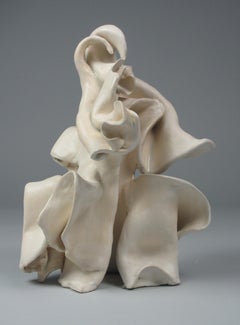 "Pucker", Contemporary, Gestural, Ceramic, White, Cream, Stoneware, Sculpture