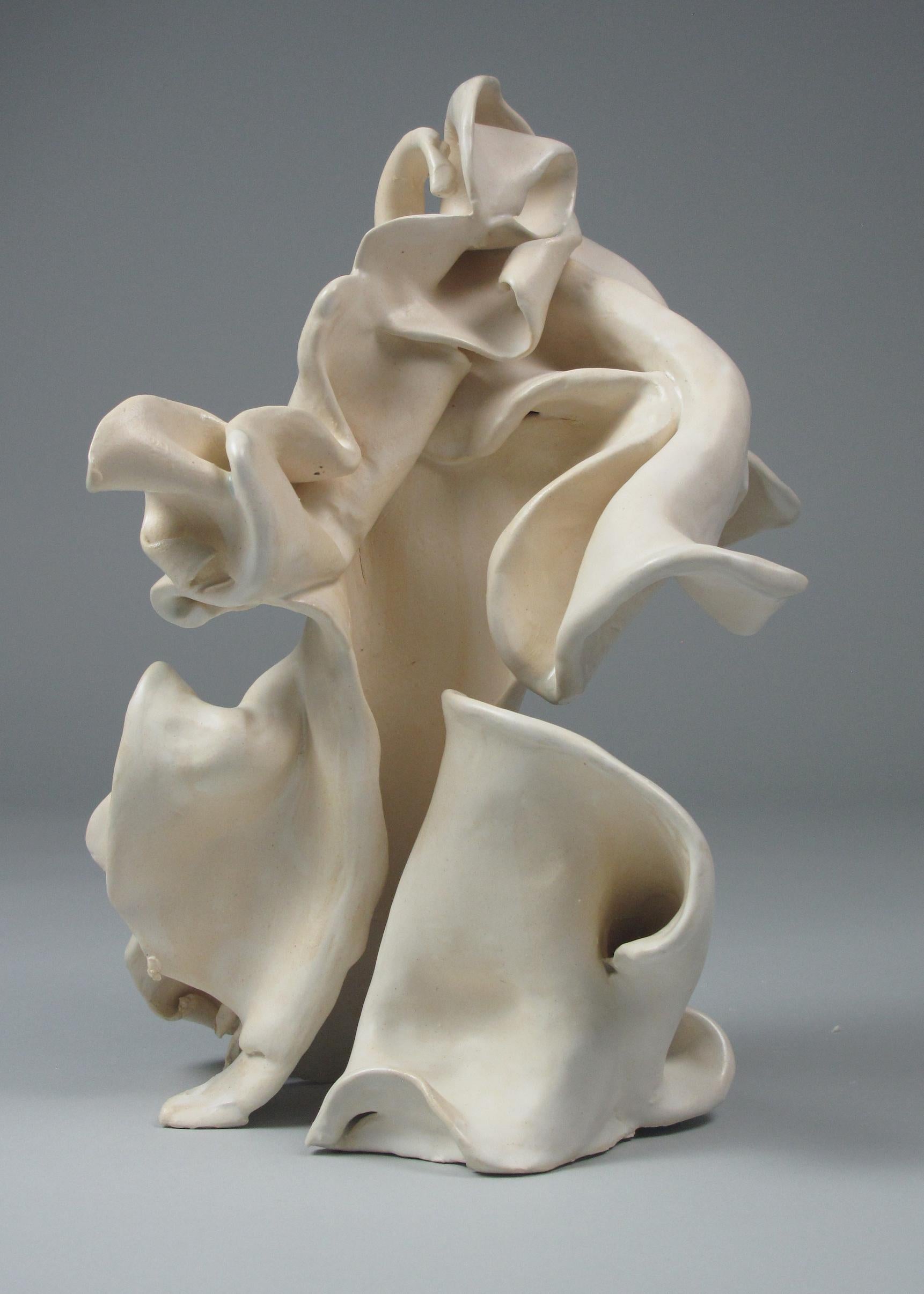 "Pucker", gestural, ceramic, sculpture, white, cream, stoneware