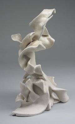 "Range", gestural, ceramic, white, cream, stoneware, sculpture