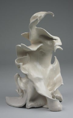 "Range", gestural, ceramic, white, cream, stoneware, sculpture