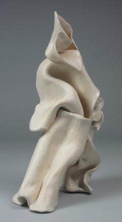 "Shift", Abstract, Gestural, Ceramic, White, Cream, Stoneware, Sculpture