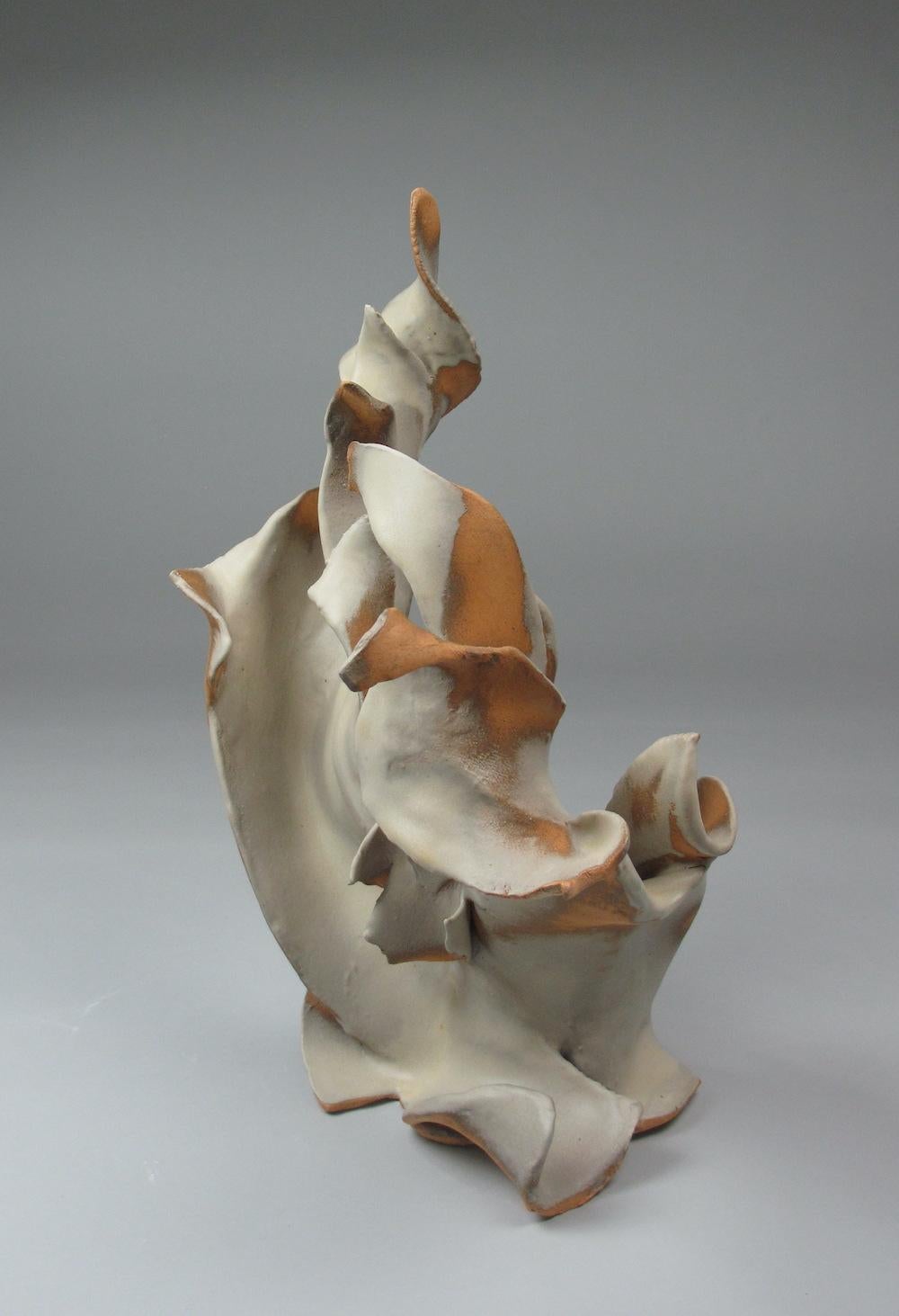 "Switch", Contemporary, Gestural, Ceramic, Cream, Sepia, Grey, Sculpture, 2024