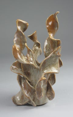 "Tangle Vase", gestural, ceramic, sculpture, white, cream, blue, stoneware