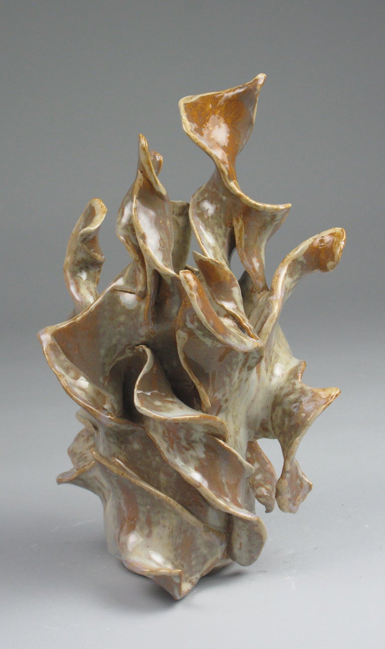 Sara Fine-Wilson - "Tangle Vase", gestural, ceramic, sculpture, white,  cream, blue, stoneware For Sale at 1stDibs