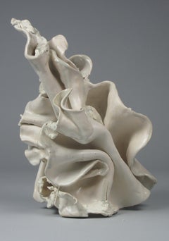 "Tousle", gestural, ceramic, sculpture, white, cream, grey, blue, stoneware