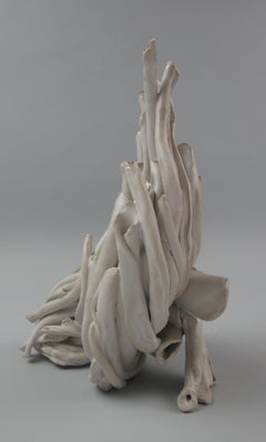 "Turn", Abstract, Gestural, Ceramic, Cream, White, Stoneware, Sculpture