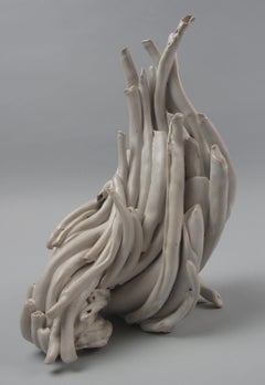 "Turn", astratto, gestuale, ceramica, scultura, crema, bianco, gres