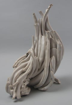 « Turn », abstrait, gestuel, céramique, sculpture, crème, blanc, grès