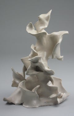 "Yaw", gestural, ceramic, sculpture, white, cream, stoneware