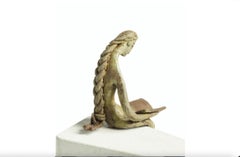 A Good Read- women, figurine, reading, sculpture, books, bronze resin, portrait