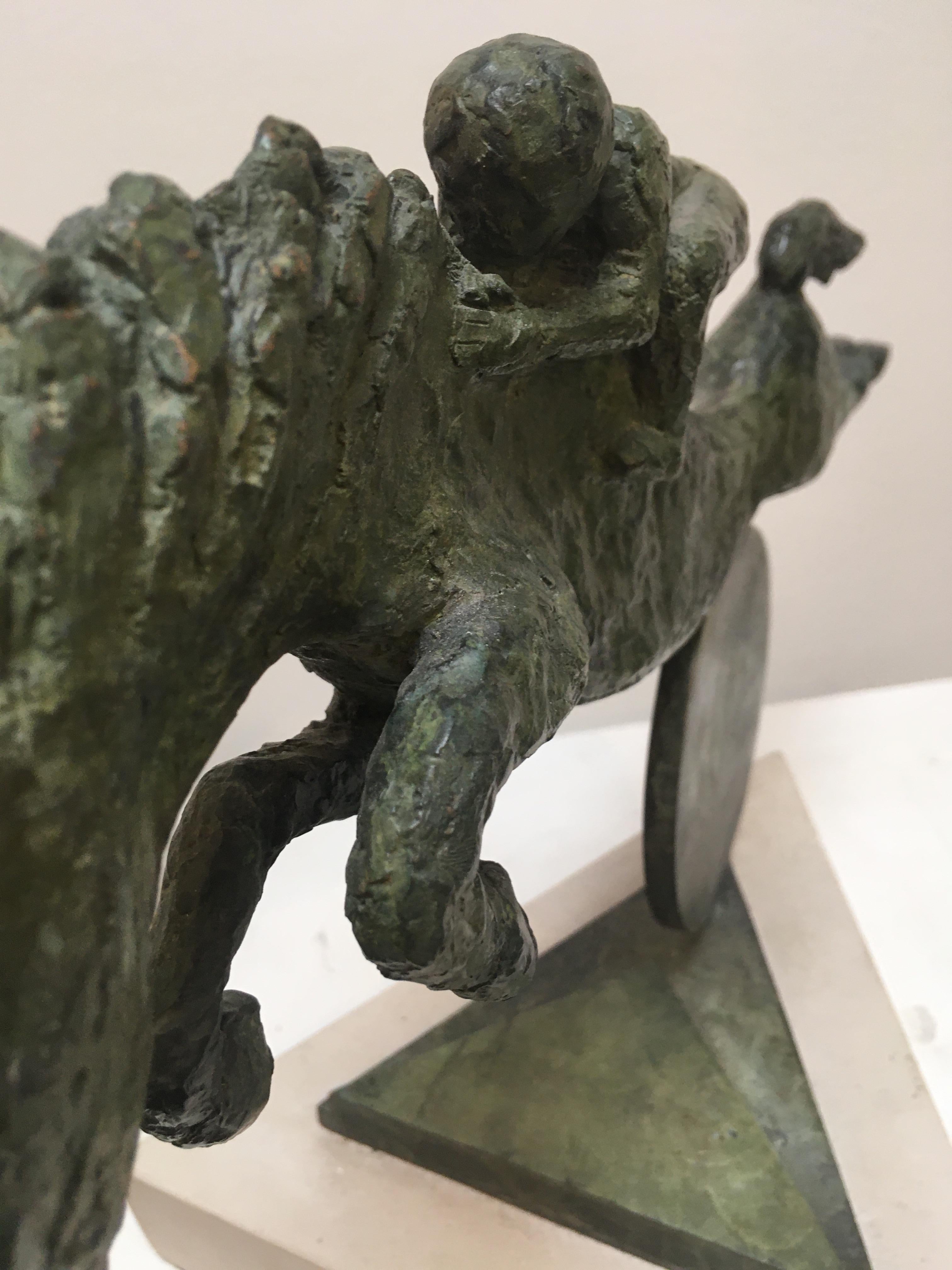 Ad Astra - escultura figurativa contemporánea animal caballo jinete bronce en venta 1
