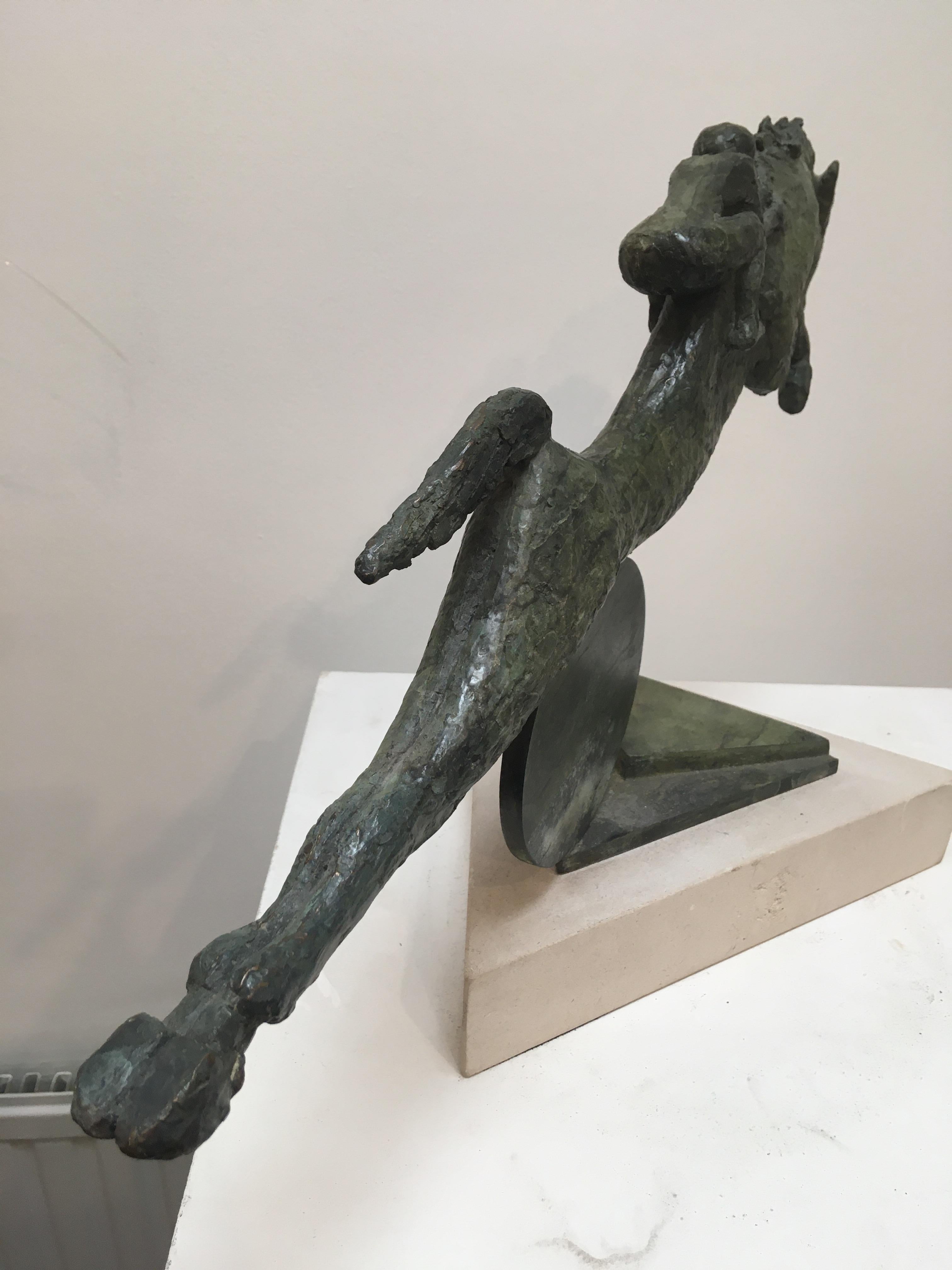 Ad Astra - escultura figurativa contemporánea animal caballo jinete bronce en venta 3