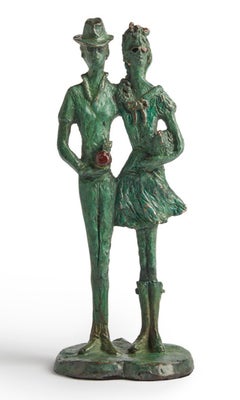 Apfelwein mit Posie - Limitierte Auflage Figurative Skulptur aus Bronze-Harz