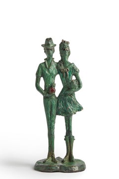 Apfelwein mit Posie - Limitierte Auflage Figurative Skulptur aus Bronze-Harz