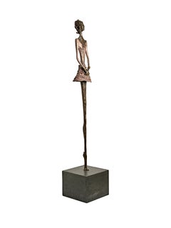 Daiquiri (bronze resin) - contemporary tall figure female fashion sculpture